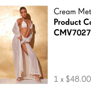 Cream Metallic Crochet Beach Kimono